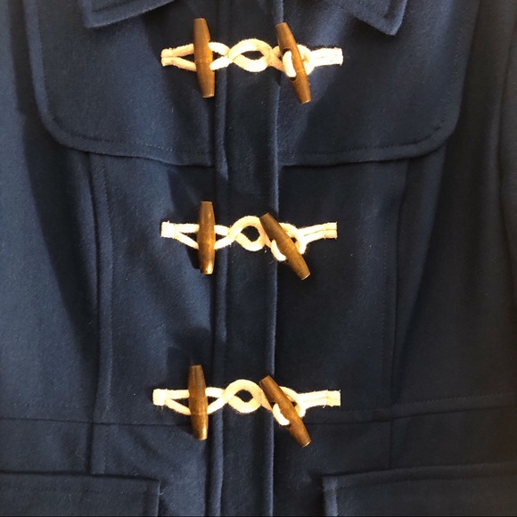 NEW Anthropologie Tulle Delft Blue Wool Toggle Duffle Coat S - Picture 4 of 7